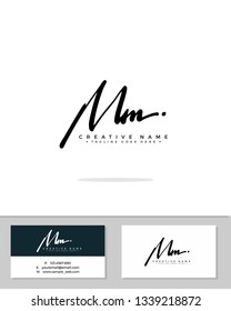 M MM initial logo signature template vector. Handwriting concept logo.