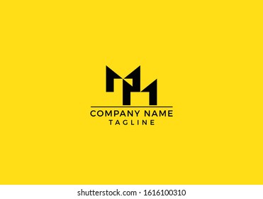 M MM logo icon design with black and yellow color in vector editable file.