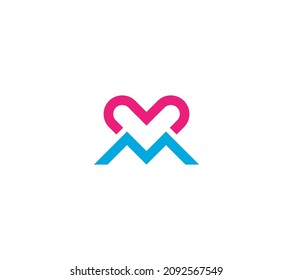 M MM Love Logo Design Abstract Signs Symbols Initials Letter Typhography Monogram