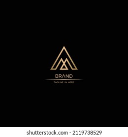 M MM AM with triangle logo in minimal design logo vector Template