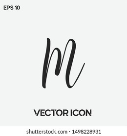 "M" modern calligraphy letter vector icon. Handwritten typographic logo. Premium quality.