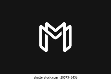 M modern unique logo, monogram lettering design vector graphic
