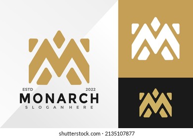 Plantilla de ilustración del vector de diseño del logotipo de la corona monarca de M