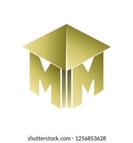 M monogram 3D Real estate vector logo House roof construction icon or logo city residential homes