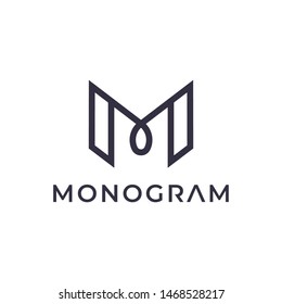 M monogram logo design,simple minimal modern style logomark,brand logo template