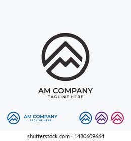 A M Mountain Letter Icon Logo Design Template Inspiration for Your Business Company. Geometic Element Web. Vector Eps10 Editable