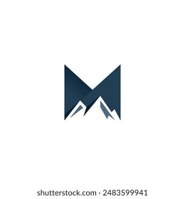 M Mountain Logo Vector Illustration. M Icon Design