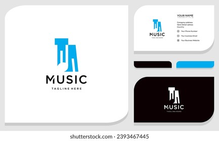 M Blograma musical para la letra M en el logotipo de su nombre con tema musical. logotipo y tarjeta de visita