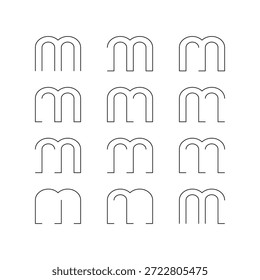 M N alfabeto Elemento Word arquivo vetorial preto e branco Strock cor variedade design