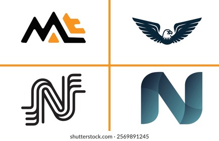 m n eagle logo design. font logo design. 