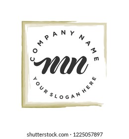 M N Initial handwriting logo vector