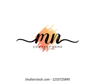 M N Initial handwriting logo vector