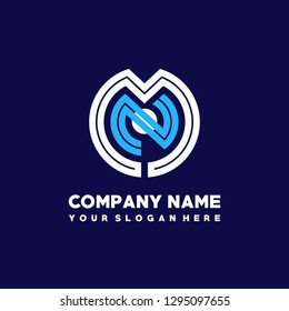 M N initial letter, modern logo design template vector 