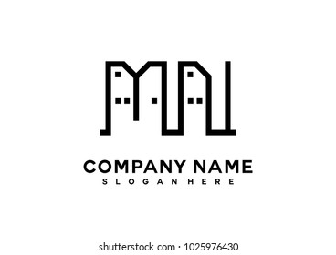 M N initial logo template vector