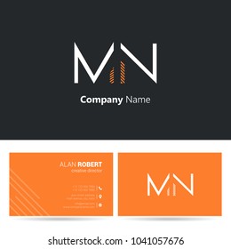 M & N joint logo stroke letter design with business card template
