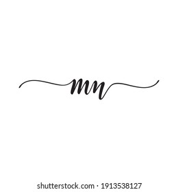 M N Letter Logo Handwritten Script Design Vector