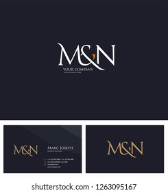 M & N letters Joint logo icon and Business card vector template.
