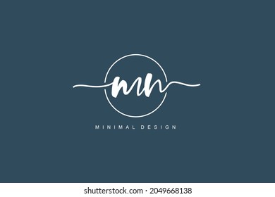 M N MN Initial handwriting or handwritten logo for identity. Logo with signature and hand drawn style.