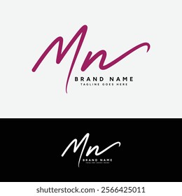 M, N, MN Initial letter logo. Alphabet MN Handwritten Signature logo