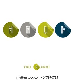 M N O P -Flat Design Paper Button Alphabet - Vector Illustration