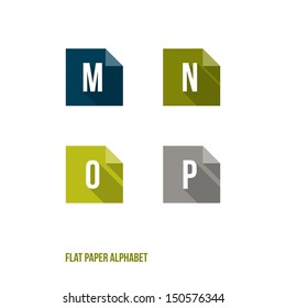 M N O P -Flat Design Paper Button Alphabet - Vector Illustration