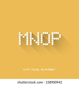 M N O P - Flat Pixel Alphabet - Flat Design - Vector Illustration