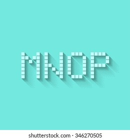 M N O P Flat Pixel Alphabet - Modern Simple Typography  with Stipple Dotted Long Shadow Effect - Vector Illustration