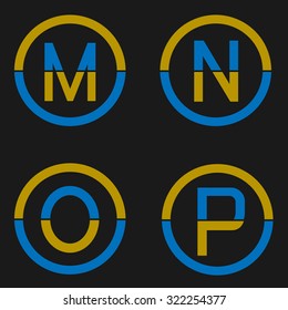 M N O P letters. Logo set, creative alphabet