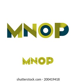 M N O P Modern Colored Layered Font or Alphabet - Vector Illustration