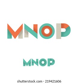 M N O P Modern Flat Alphabet with Noise Shadow - Vector Illustration