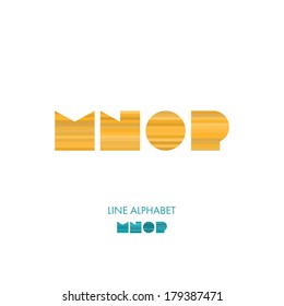 M N O P - Simple Modern Lines Flat Alphabet - Vector Illustration - Typographic Element