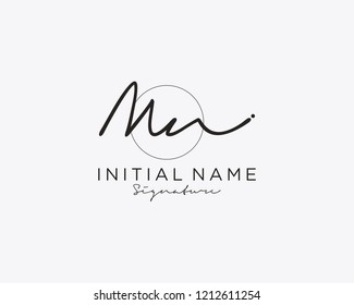 M N Signature initial logo template vector