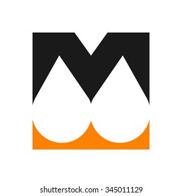 m nature logo vector. letter M with water drop symbol.