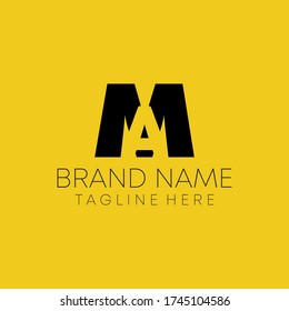 M A negative space letter logo vector. m a letter iconic business logo. 