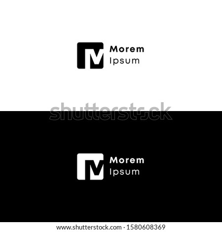 M negative space montype logo with rounded square around represent the uniqueness and simplicity, vector isolated