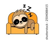 I m not lazy I am just Conserving Energy. Illustration of lazy sloth lying on a sofa