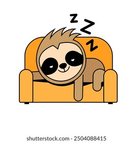 I m not lazy I am just Conserving Energy. Illustration of lazy sloth lying on a sofa