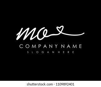 M O Initial handwriting logo vector