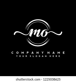 M O Initial handwriting logo vector
