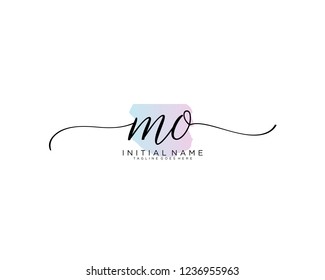 M O Initial handwriting logo vector