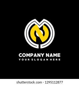 M O initial letter, modern logo design template vector 