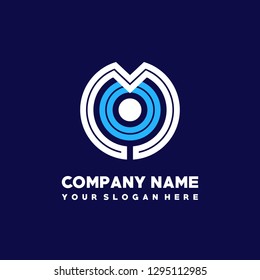 M O initial letter, modern logo design template vector 