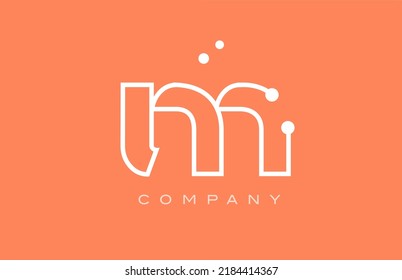 M orange white dot line alphabet letter logo icon design. Creative template for company and business