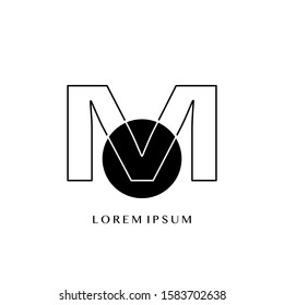 M Overlaping Circle Geometric Outline Letter Logo. Monogram color outline letter logo with  circle geometric vector design concept.