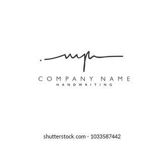 M P Initial Handwriting Logo