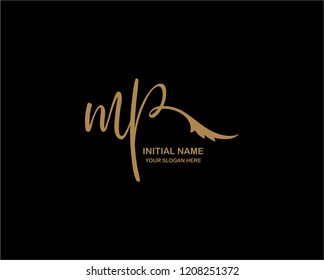 M P Initial Handwriting Logo Template