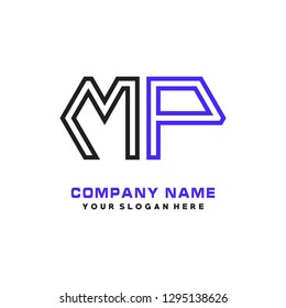 M P initial letter, modern logo design template vector