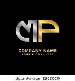 M P initial letter, modern logo design template vector