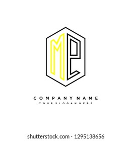 M P initial letter, modern logo design template vector