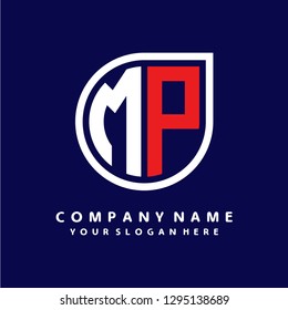 M P initial letter, modern logo design template vector